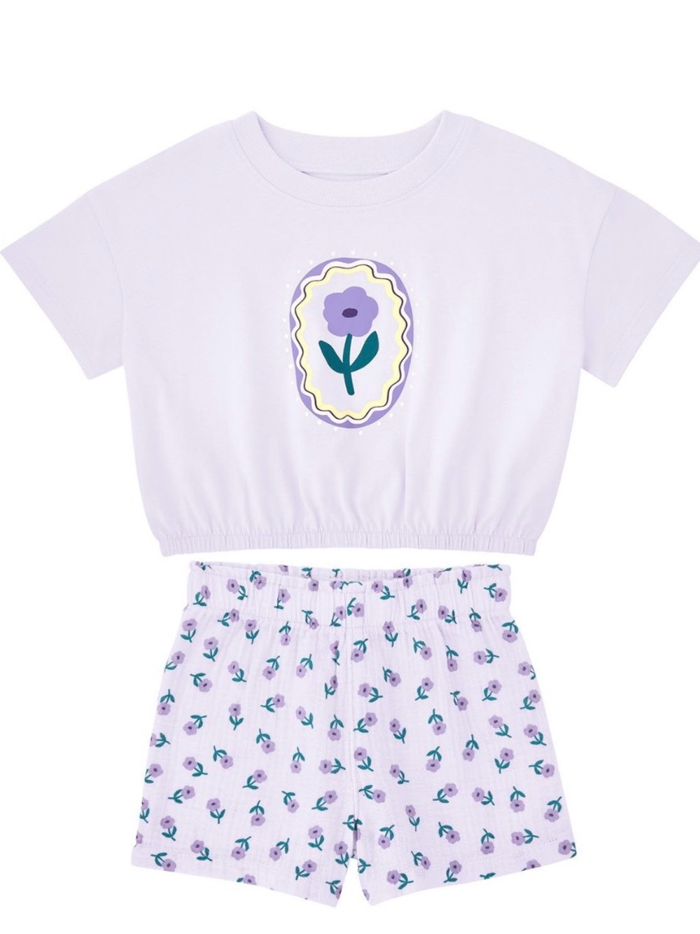 Girls Lavender Floral Two-Piece Playwear
